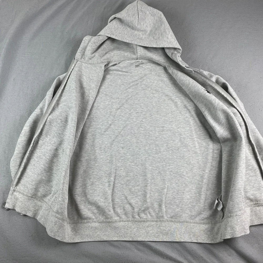 Polo Ralph Lauren mens Performance Hoodie XXL 2XL Double Knit Full Zip Gray
